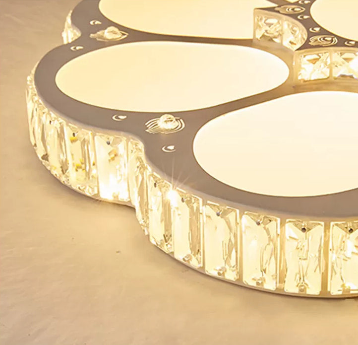 White Floral Ceiling Mount Light Fixture Modern LED Crystal Flushmount Ceiling Fixture