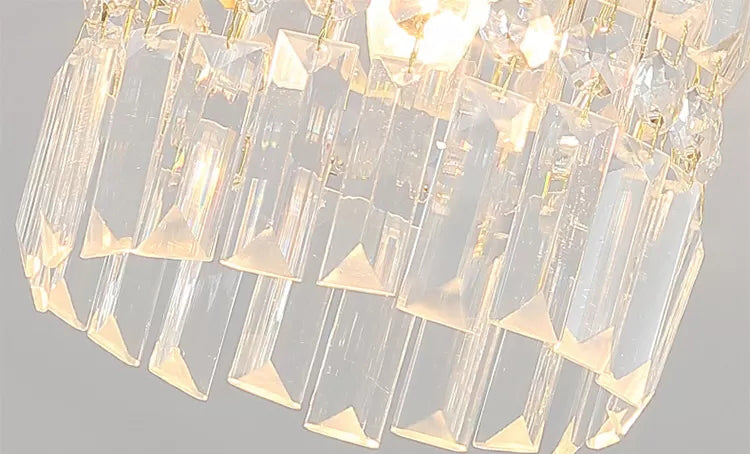 Modern Style Cylindrical Ceiling Mounted Light Crystal Aisle Close to Ceiling Lamp in Gold