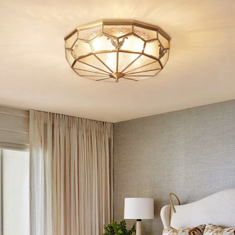 Luminaire encastré traditionnel en verre pour chambre à coucher, plafonnier en laiton