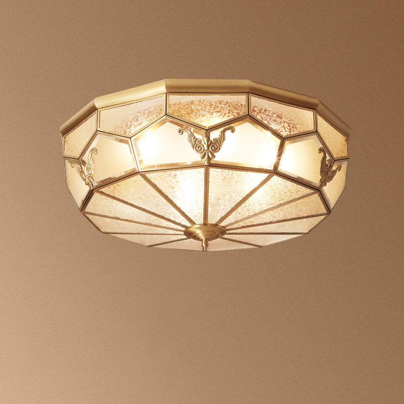 Luminaire encastré traditionnel en verre pour chambre à coucher, plafonnier en laiton
