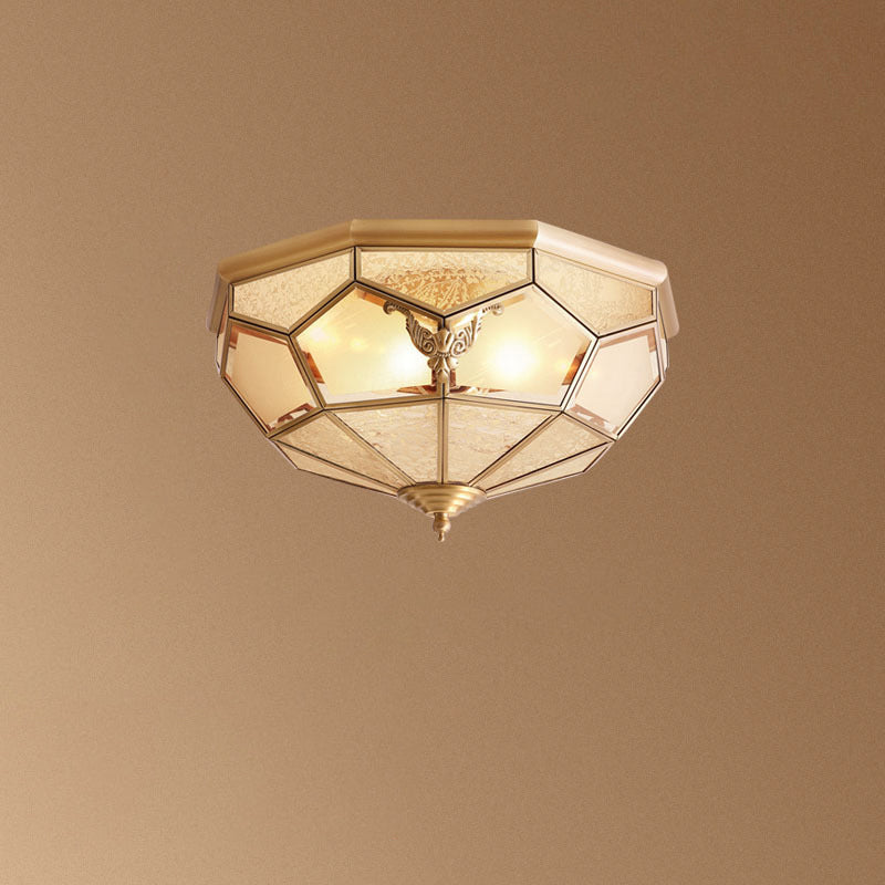 Luminaire encastré traditionnel en verre pour chambre à coucher, plafonnier en laiton