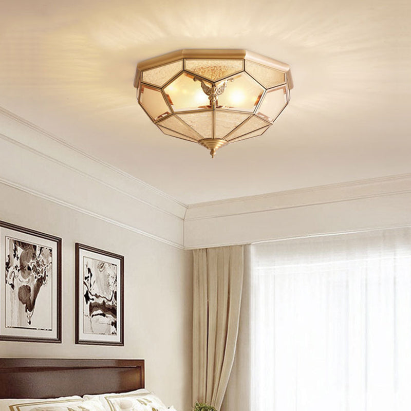 Luminaire encastré traditionnel en verre pour chambre à coucher, plafonnier en laiton