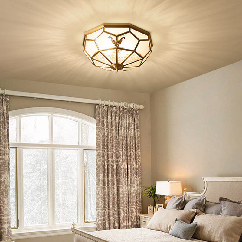 Luminaire encastré traditionnel en verre pour chambre à coucher, plafonnier en laiton