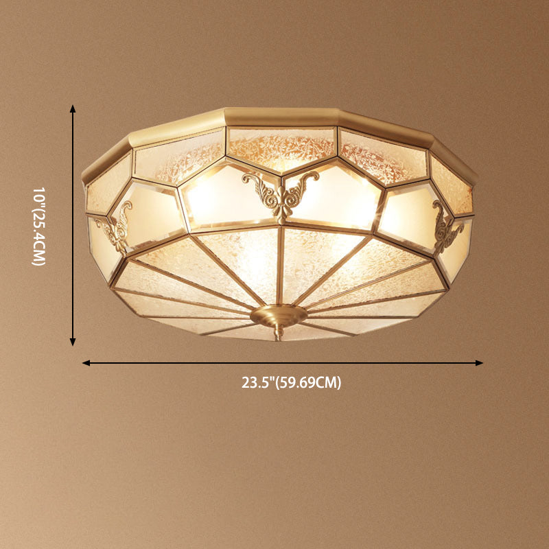 Luminaire encastré traditionnel en verre pour chambre à coucher, plafonnier en laiton