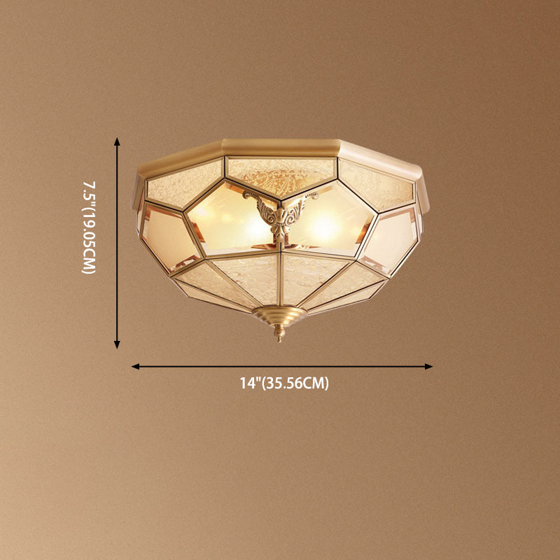 Luminaire encastré traditionnel en verre pour chambre à coucher, plafonnier en laiton