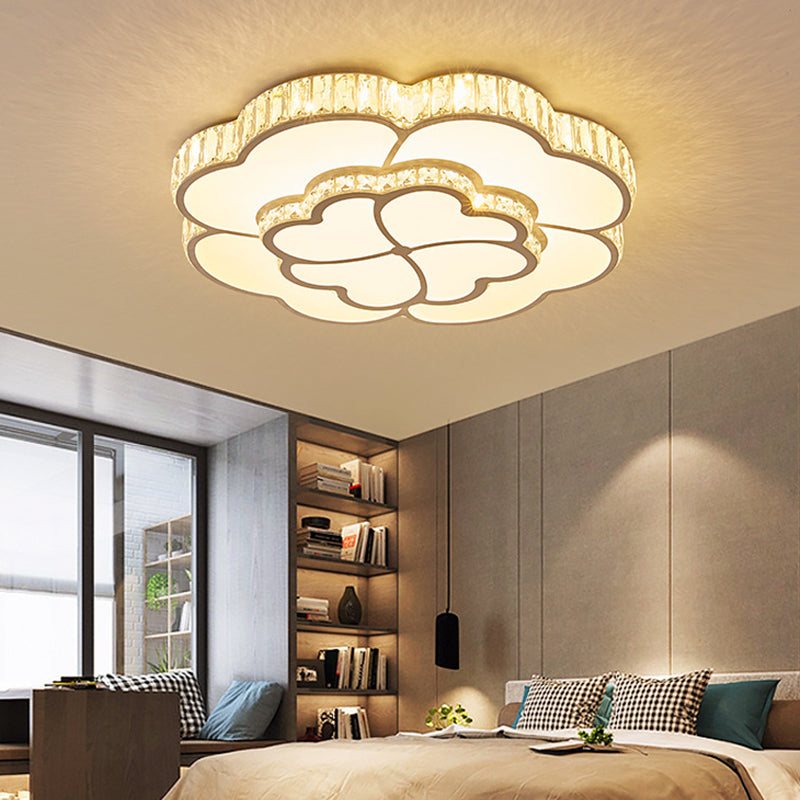 Flower Bedroom Flush Mount Ceiling Fixture Crystal LED Modern Flush Ceiling Light Fixture
