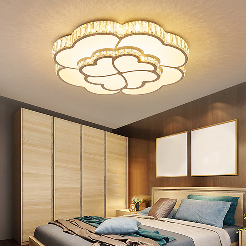 Flower Bedroom Flush Mount Ceiling Fixture Crystal LED Modern Flush Ceiling Light Fixture