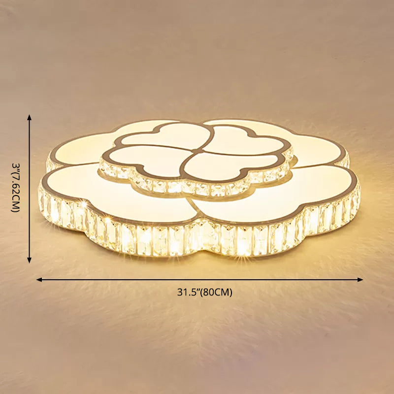 Flower Bedroom Flush Mount Ceiling Fixture Crystal LED Modern Flush Ceiling Light Fixture