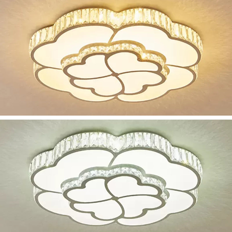 Flower Bedroom Flush Mount Ceiling Fixture Crystal LED Modern Flush Ceiling Light Fixture