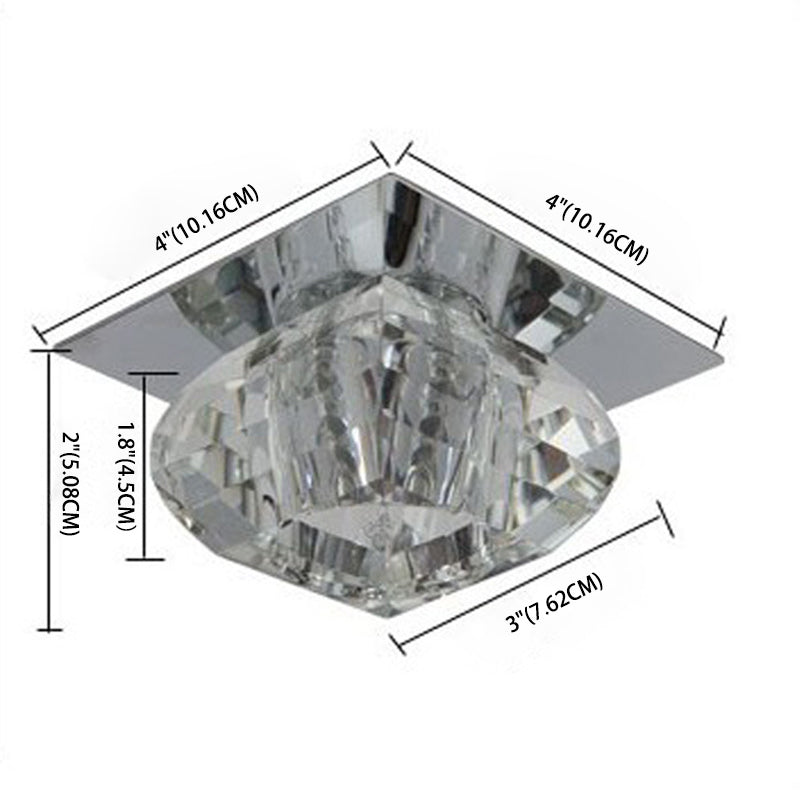 Contemporary Close to Ceiling Lighting Chrome Small Ceiling Mounted Light with Crystal Shade