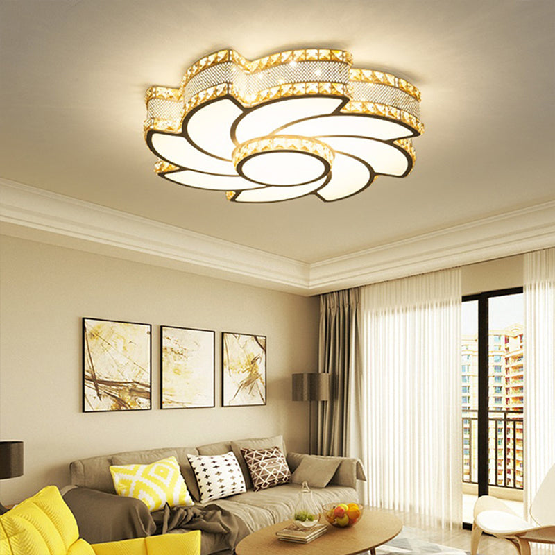 Kristall Blume Flush Halterung Deckenbefestigung Moderne LED Weiß Flush-Mount-Licht-Armatur