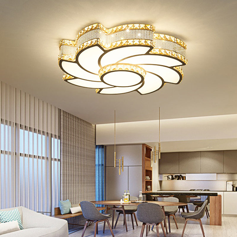 Kristall Blume Flush Halterung Deckenbefestigung Moderne LED Weiß Flush-Mount-Licht-Armatur