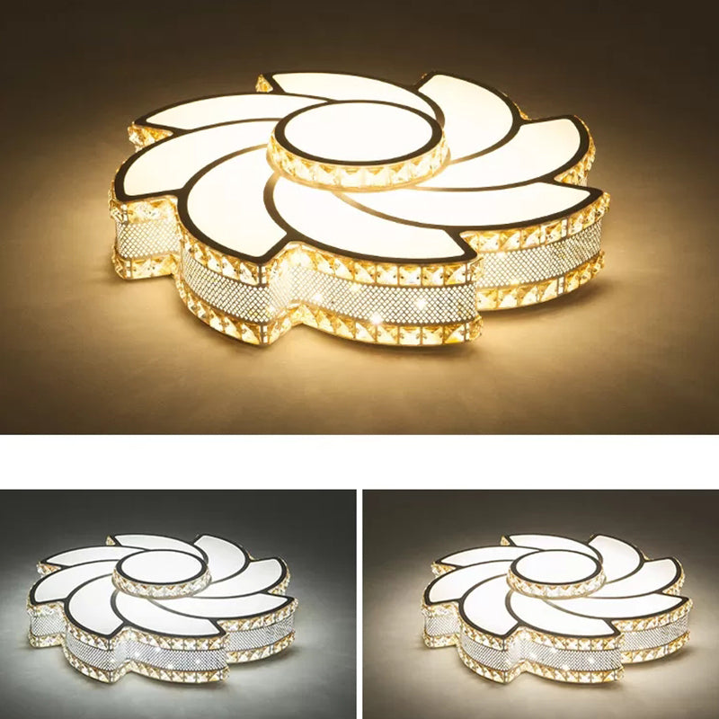Kristall Blume Flush Halterung Deckenbefestigung Moderne LED Weiß Flush-Mount-Licht-Armatur