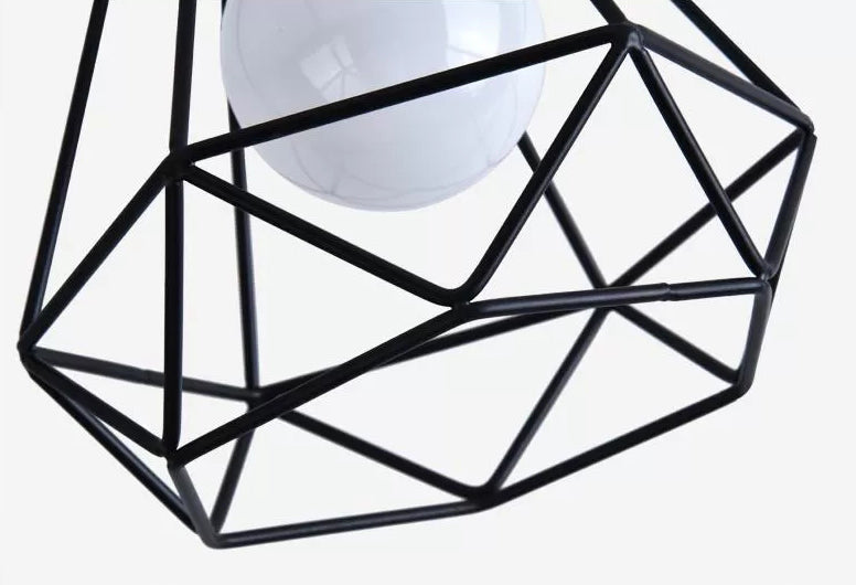 Black Close to Ceiling Lighting Industrial Metal Cage Diamond Ceiling Light Fixture