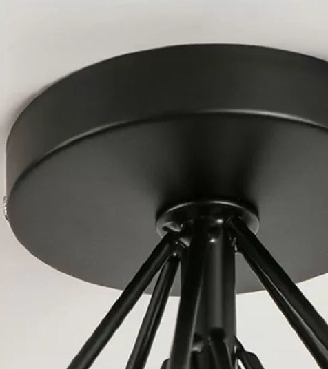 Black Close to Ceiling Lighting Industrial Metal Cage Diamond Ceiling Light Fixture