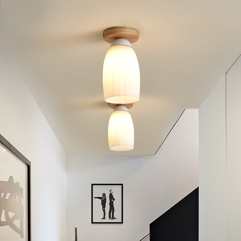 Luminaire de plafond à abat-jour blanc, montage encastré en verre moderne pour chambre à coucher
