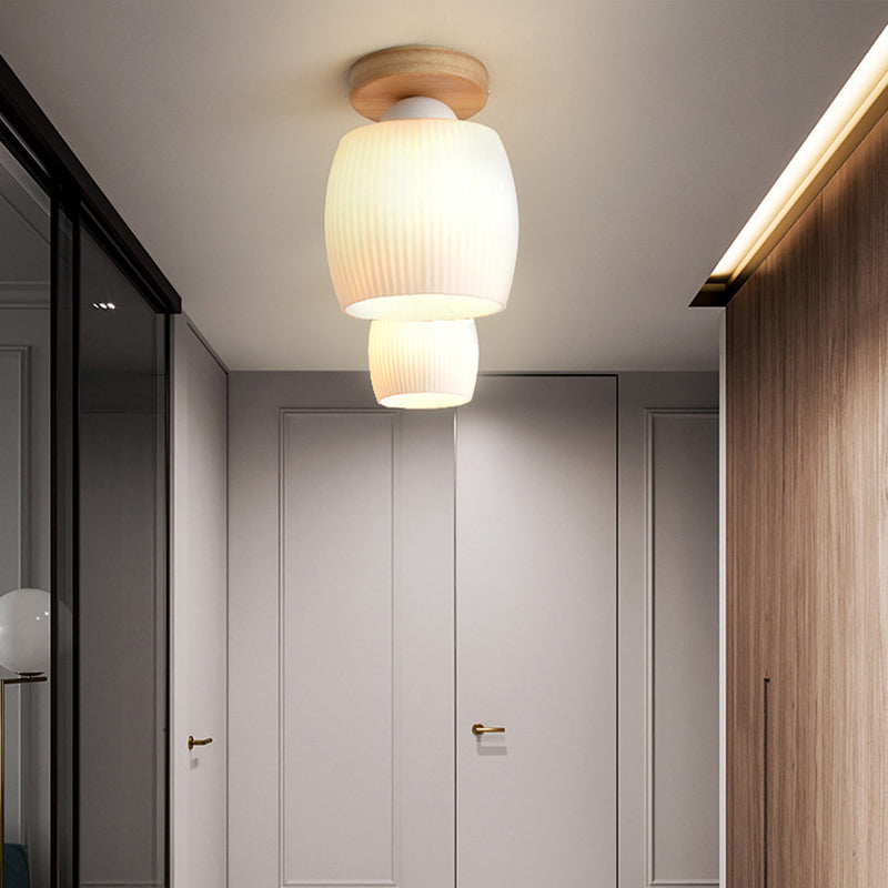 Luminaire de plafond à abat-jour blanc, montage encastré en verre moderne pour chambre à coucher