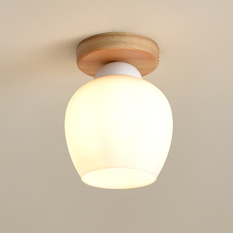 Luminaire de plafond à abat-jour blanc, montage encastré en verre moderne pour chambre à coucher