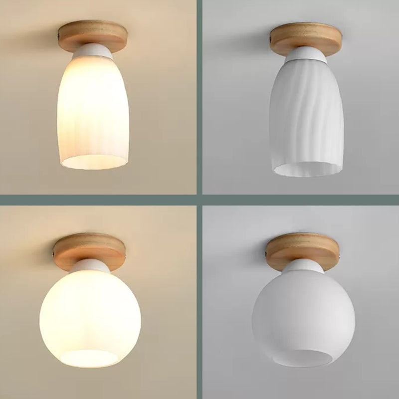 Luminaire de plafond à abat-jour blanc, montage encastré en verre moderne pour chambre à coucher