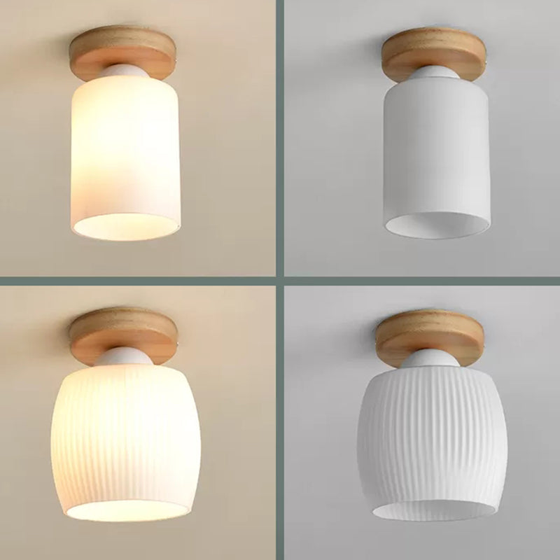 Luminaire de plafond à abat-jour blanc, montage encastré en verre moderne pour chambre à coucher