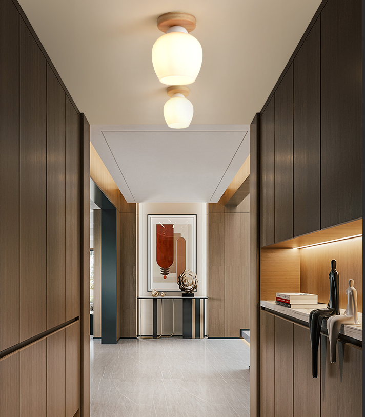 Luminaire de plafond à abat-jour blanc, montage encastré en verre moderne pour chambre à coucher