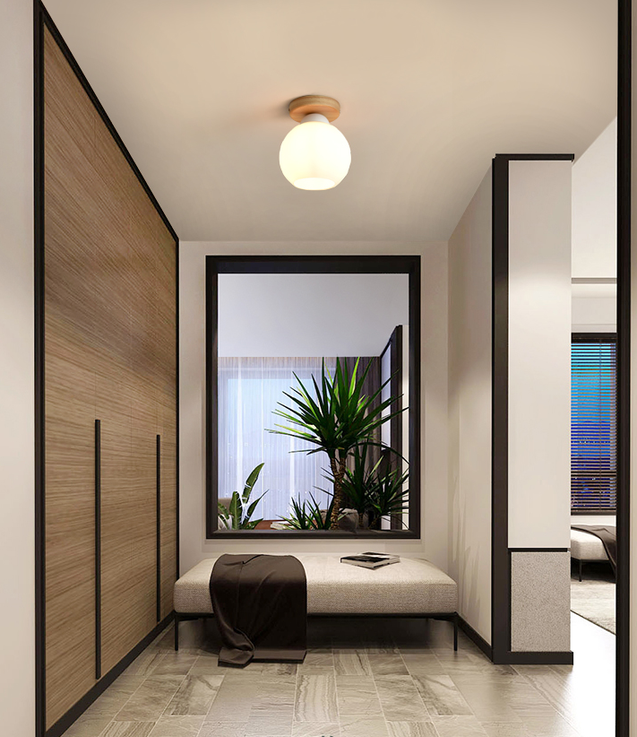 Luminaire de plafond à abat-jour blanc, montage encastré en verre moderne pour chambre à coucher