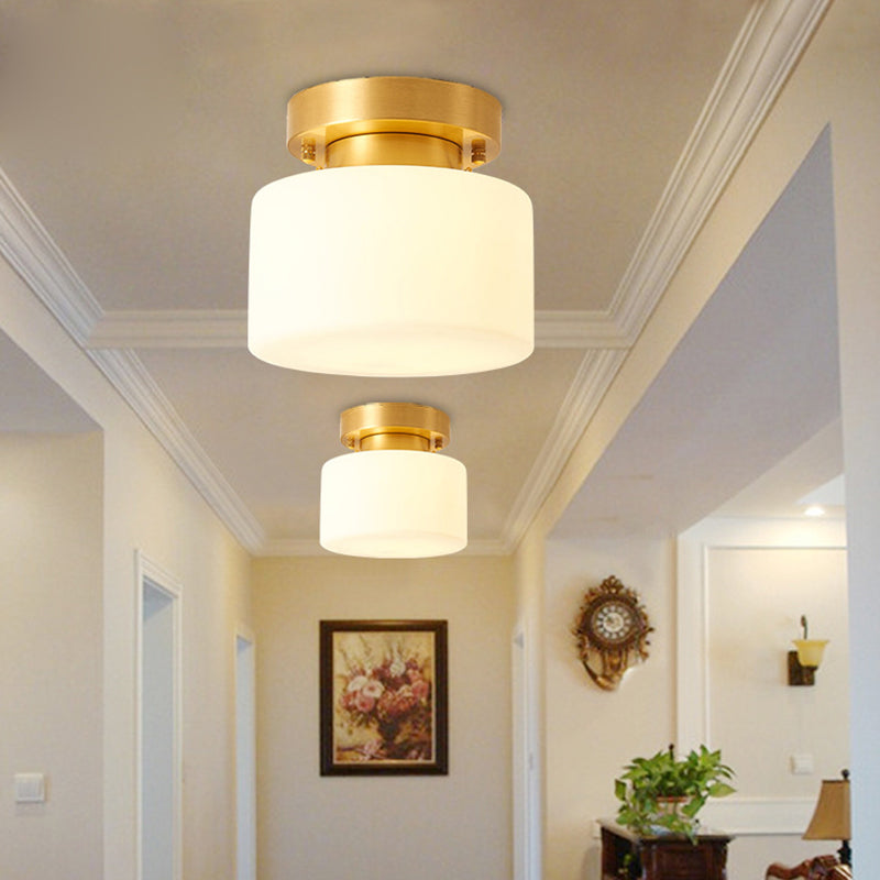 Cilinder gangpad semi-inbouw plafondlamp glas moderne semi-mount verlichting in wit