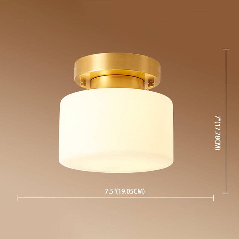 Cilinder gangpad semi-inbouw plafondlamp glas moderne semi-mount verlichting in wit