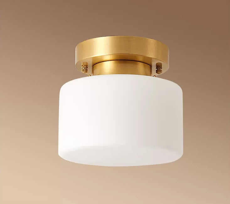 Cilinder gangpad semi-inbouw plafondlamp glas moderne semi-mount verlichting in wit