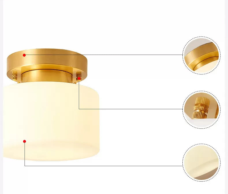 Cilinder gangpad semi-inbouw plafondlamp glas moderne semi-mount verlichting in wit