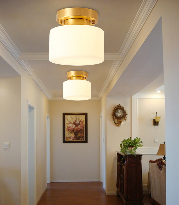 Cilinder gangpad semi-inbouw plafondlamp glas moderne semi-mount verlichting in wit