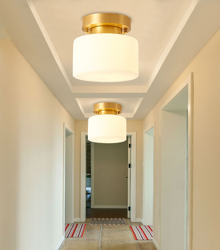Cilinder gangpad semi-inbouw plafondlamp glas moderne semi-mount verlichting in wit