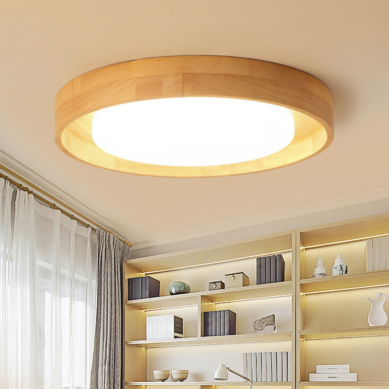Wooden Circle Flush Ceiling Light Fixture Modern Style LED Wood Flush Light Fixture