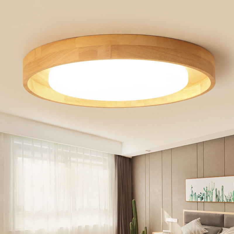 Wooden Circle Flush Ceiling Light Fixture Modern Style LED Wood Flush Light Fixture