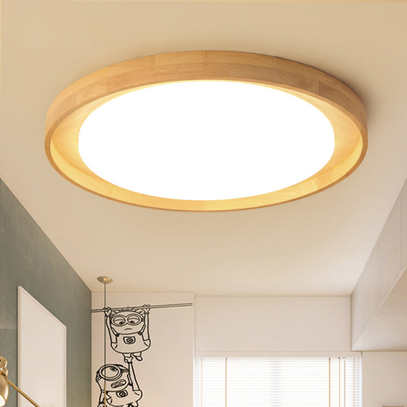 Wooden Circle Flush Ceiling Light Fixture Modern Style LED Wood Flush Light Fixture