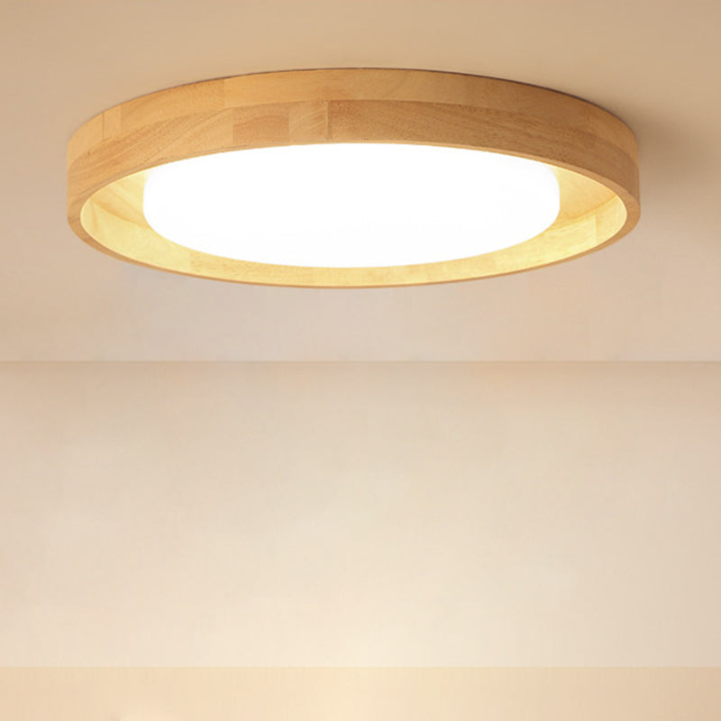 Wooden Circle Flush Ceiling Light Fixture Modern Style LED Wood Flush Light Fixture