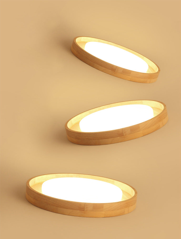 Wooden Circle Flush Ceiling Light Fixture Modern Style LED Wood Flush Light Fixture
