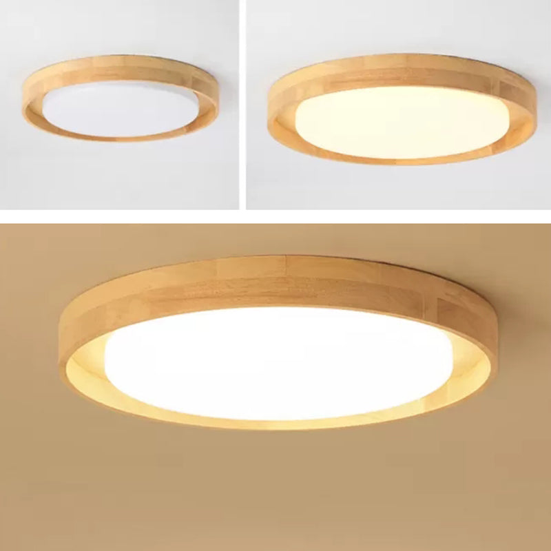 Wooden Circle Flush Ceiling Light Fixture Modern Style LED Wood Flush Light Fixture