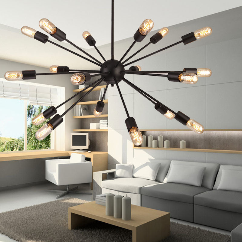 18-Light Sphere Sputnik Chandelier, Starbust Style Metal Led Bulb Ceiling Lights with Adjustable Height