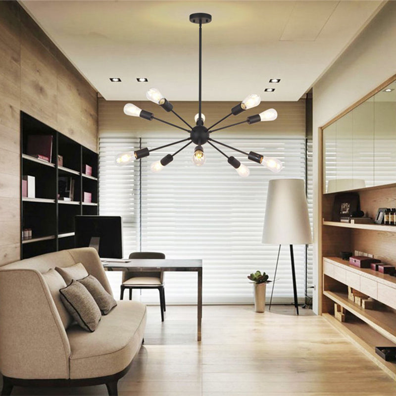 10-Light Sphere Ceiling Lights, Starbust Style Sputnik Design Led Bulb Metallic Chandelier