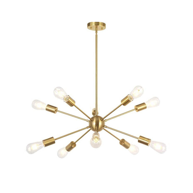 10-Light Sphere Ceiling Lights, Starbust Style Sputnik Design Led Bulb Metallic Chandelier