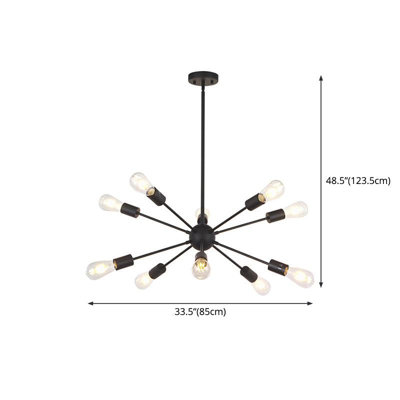 10-Light Sphere Ceiling Lights, Starbust Style Sputnik Design Led Bulb Metallic Chandelier