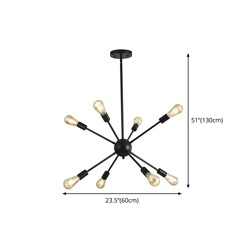 Modern Sputnik Chandelier Black Finish 8-Lights Metal Ceiling Light