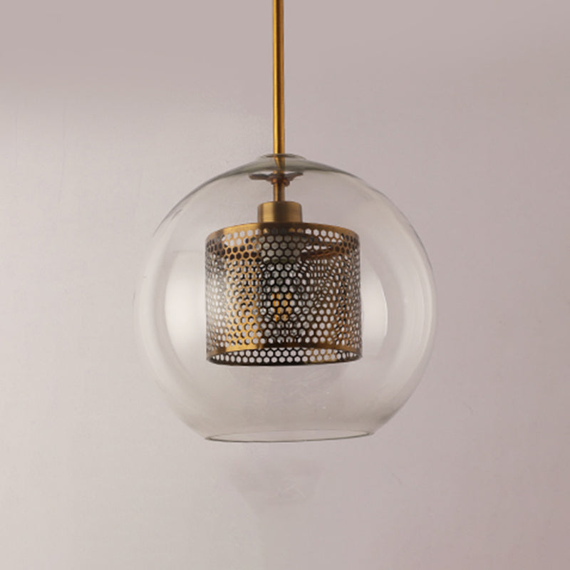 Eigentijdse enkele ronde hanglamp met heldere glazen orb -schaduw