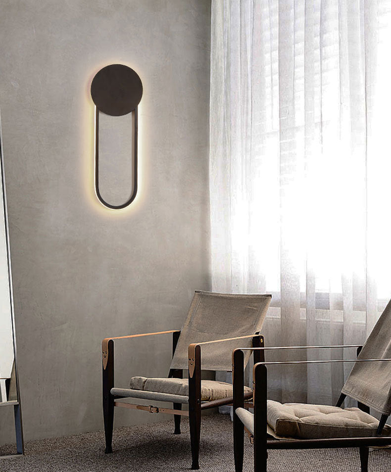 Modern Ellipse Wall Mount Lighting Metallic Wall Mounted Lighting for Living Room