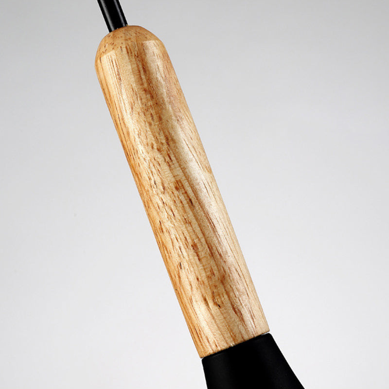 Metal Tapered Hanging Light Nordic Style 1 Light Restaurant Ceiling Pendant Lamp with Wooden Top