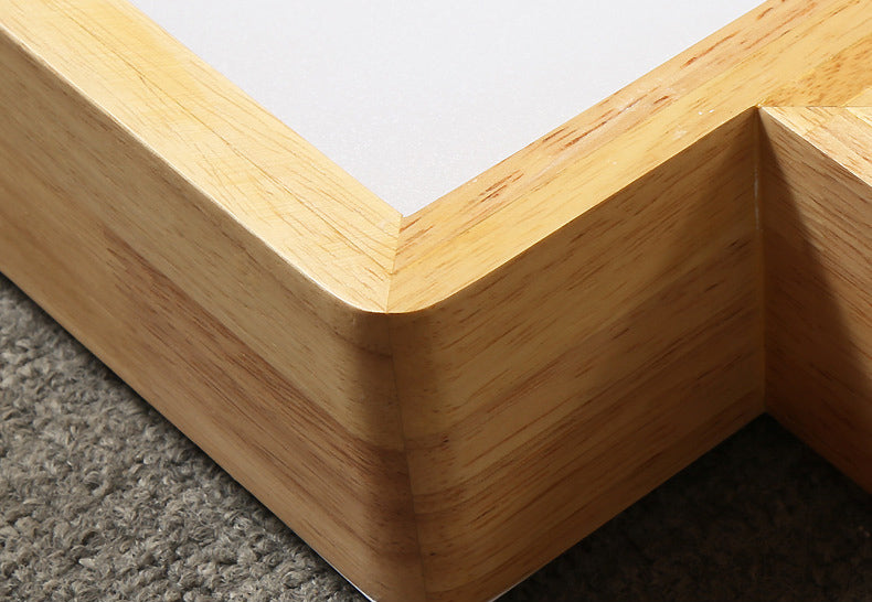 Wooden Block Flush Light Nordic LED Flush Mounted Ceiling Light with Acrylic Shade for Bedroom