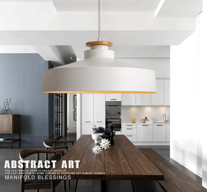 1-Light Pendant Lamp Nordic Macarons Style Metal Dining Room Hanging Lamp