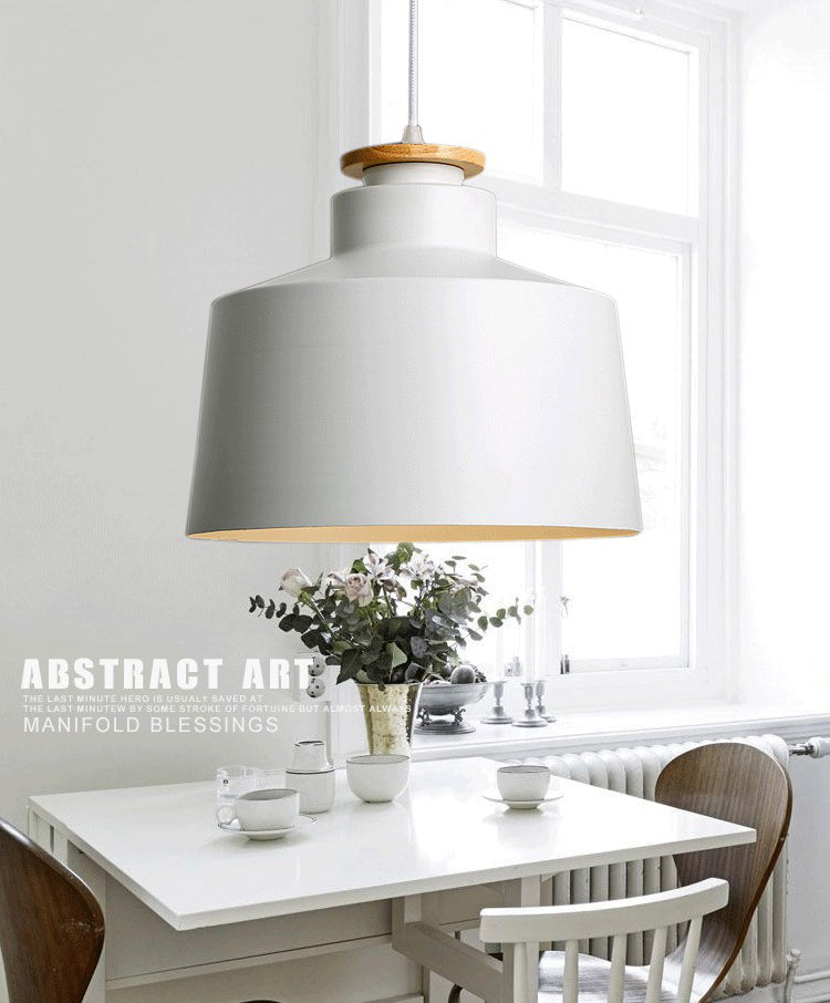 1-Light Pendant Lamp Nordic Macarons Style Metal Dining Room Hanging Lamp