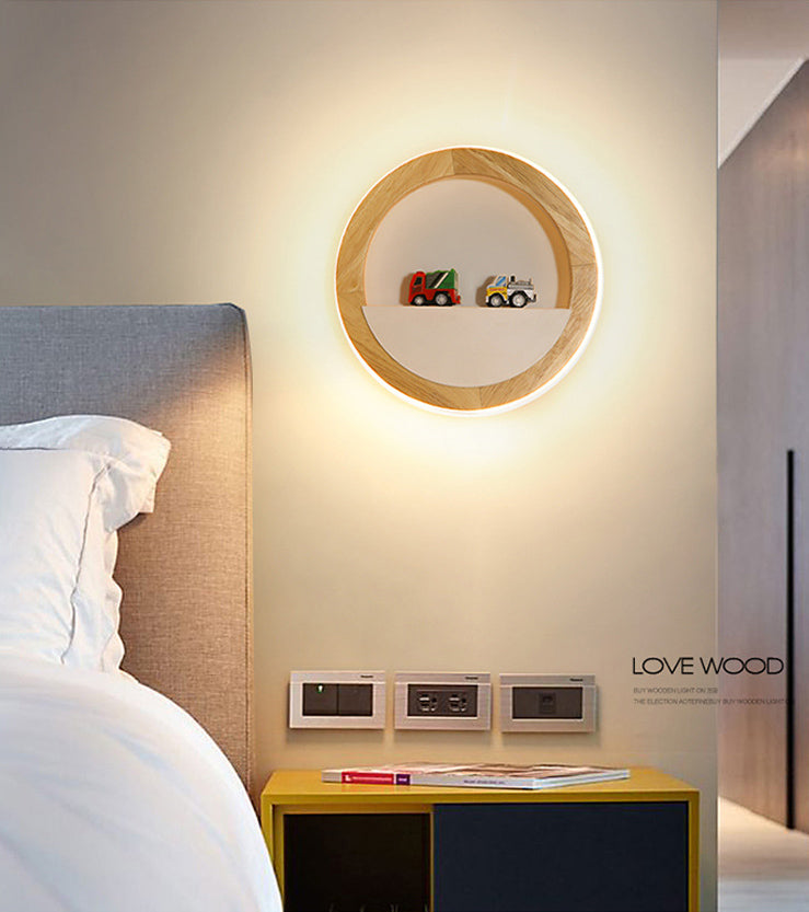 Lámpara de pared de madera de luz de pared de estilo minimalista nórdico